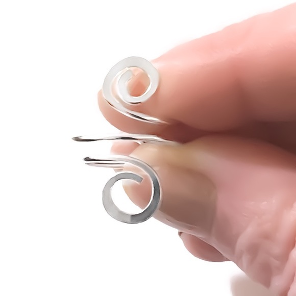 Double Swirl Dual Spiral Adjustable Midi Knuckle or Toe Ring 925 Sterling Silver - Picture 4 of 11